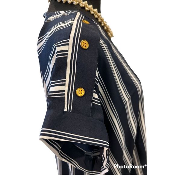 Striped Cap Sleeve Blouse by MPH Collection - Picture 4 of 7